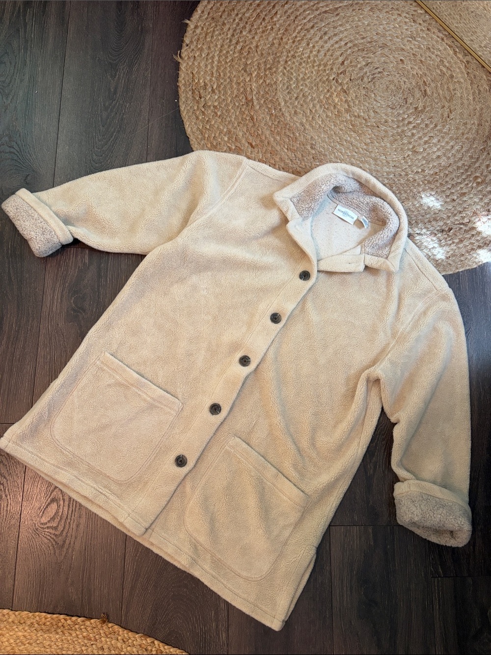 Nordstrom Cream Sherpa Button-Up Coat